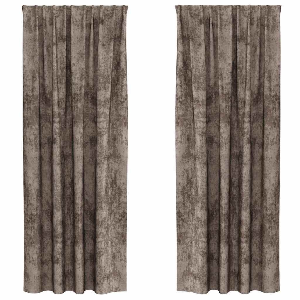 Curtain with Curtains 2 pcs Cappuccino 245 x 140 cm Velvet